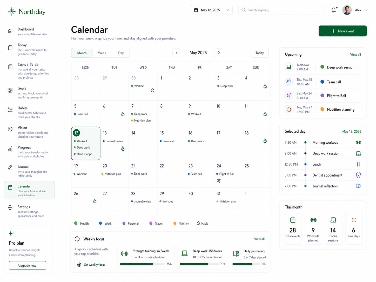 Calendar preview